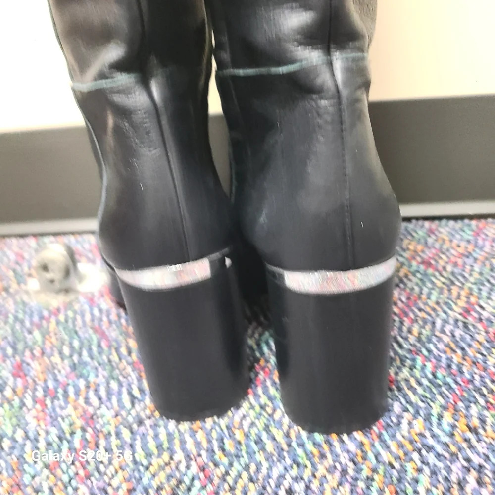 Lewit Renata Black Leather Over the Knee Boots Block Heel 40 EU $395 - Picture 4 of 7